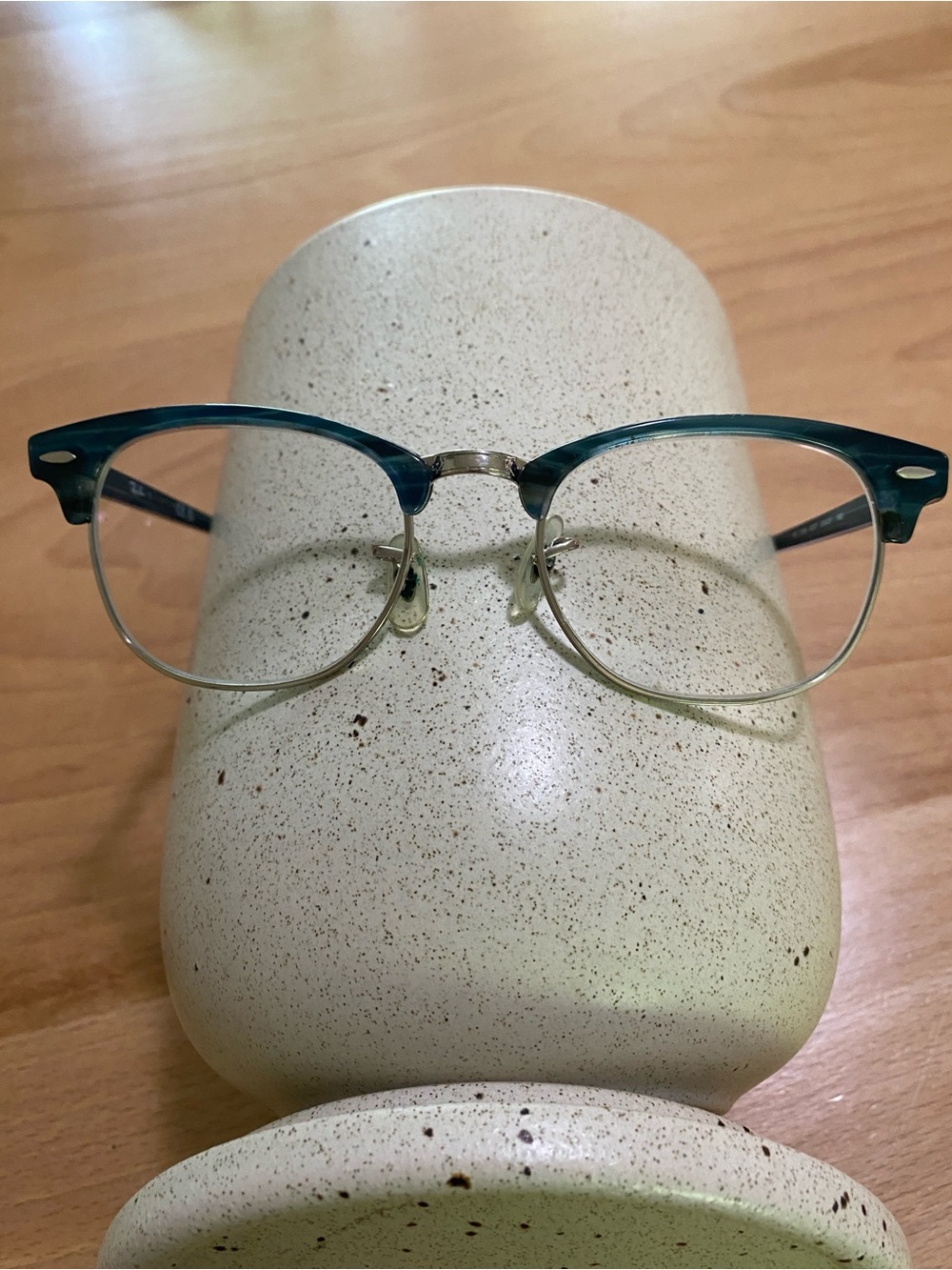Ray-Ban Teal and silver Clubmaster-Style Eyeglasses